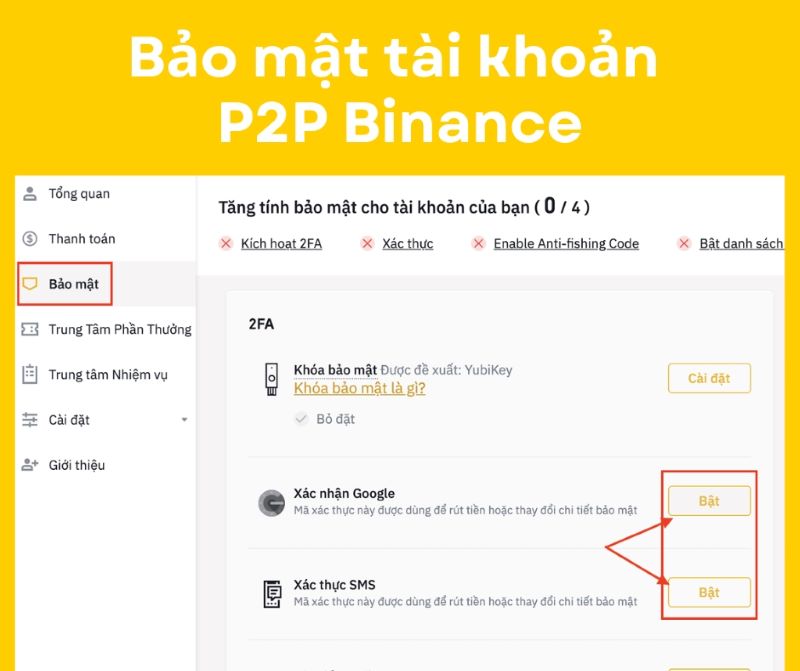 Hướng dẫn bảo mật P2P Binance